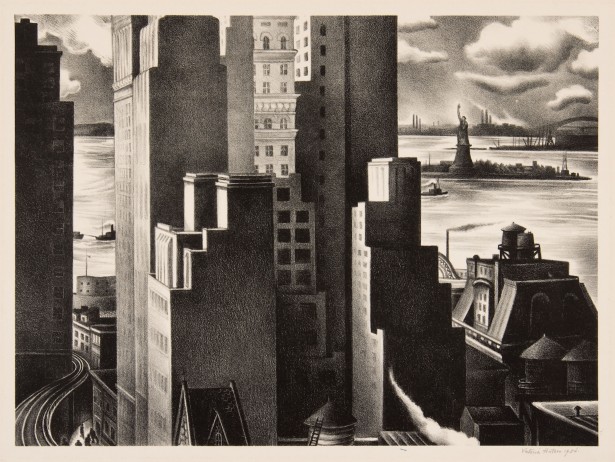 Victoria Ebbels Hutson Huntley, <em>Lower New York</em>, 1934, lithograph. Gift of Mrs. Josephine Lynn, 1959.1.4.
